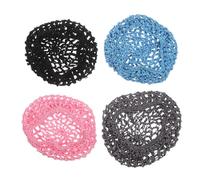 Beavorty Gorro de Malla Tejido a Crochet para Dormir Mujer 4 Piezas Negro Gris Rosa Azul Transpirable Cubremoño Protector para Cabello Peinados y Ballet