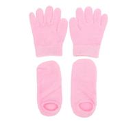 Beavorty Guantes y Calcetines Hidratantes para Manos y Pies Secos, 2 Pares Ingredientes Profundos y Reparación para Piel Agrietada, Material Sintético Rosa Adecuado para Spa