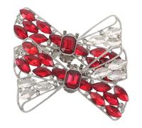 Beavorty Hebillas para Zapatos de Mujer Lazo Rojo Adornos Brillantes de Cristal y Gemas de Imitación Clips Decorativos Extraíbles para Bodas Fiestas y Calzado de Vestir 1 Par