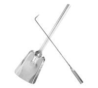 Beavorty Juego 2 Piezas de Pala y Gancho para Chimenea Pequeña, Acero Resistente para Atizador y Pala de Carbón, Accesorios para Fogatas y Camping, Color Plata