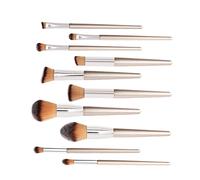Beavorty Juego de 10 Brochas de Maquillaje con Detalles para Mujeres Y Niñas Herramientas de Maquillaje con Mango de Madera Cerdas Naturales para Necesidades Básicas