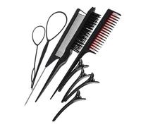 Beavorty Juego De Peines Profesionales Para Estilista 9 Piezas Negro Para Uso Diario Peines De Peluquería Para Hombres y Mujeres Compactos Portátiles Para Todo Tipo De Cabello