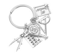 Beavorty Llavero de Matemáticas Metálico con Dijes de Regla Triangular y Calculadora, Llavero Escolar para Regreso a Clases, Accesorio Ligero y Duradero Adecuado como Obsequio para