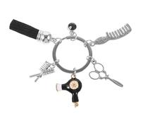 Beavorty Llavero de Metal para Peluquero Colgante de Tijeras, Peine y Secador de Cabello en Color Negro Cadena, Accesorio Decorativo para Bolsos, Mochilas y Llaves, Obsequio para