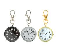 Beavorty Llavero Reloj de Bolsillo Grande para Hombre, Conjunto 3 Piezas, Acero Inoxidable Plateado y Negro, Esfera Negra, Colgante Funcional para Enfermeras y Profesionales Médicos