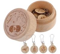 Beavorty Marcadores de Puntos de Tejido de Madera, 8 Unidades Caja Redonda de Almacenamiento, Anillos Decorativos para Crochet y Labores Diy, Herramientas Auxiliares Compactas