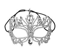 Beavorty Máscara de Mascarada para Mujer Media Cara de Metal Gemas de Imitación Plateada Bisutería de Carnaval Accesorio para Fiesta Veneciana y Baile de Disfraces