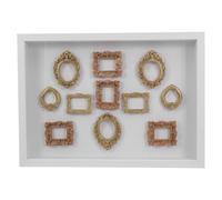 Beavorty Mini Caja de Silueta de Museo en Color 31,7x22,5x3,7 Cm con 11 Mini Marcos Dorados para Fotos DIY, Vitrina Decorativa Compacta Adecuada para Recuerdos Familiares y Decoración