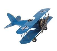 Beavorty Modelo de Avión Biplano Retro de Metal Azul, Decoración de Escritorio Coleccionable y Portátil para Habitaciones Infantiles y Entusiastas de Modelos Antiguos