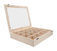 Beavorty Organizador de Almacenamiento de Cristales y Rocas en Caja de Madera Tapa, 20 Compartimentos, Adecuado para Muestras Geológicas y Uso Infantil en Divulgación Científica