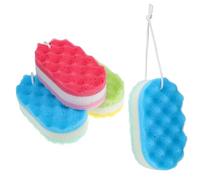 Beavorty Paquete De 4 Esponjas De Baño Naturales De Color Amarillo Y Rojo Para Exfoliar El Cuerpo