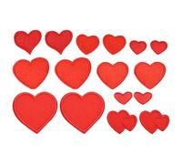 Beavorty Parche de Tela Bordado en Forma de Corazón Rojo, 16 Unidades Termoadhesivas para Planchar y Coser, Set de Apliques Decorativos para Ropa, Mochilas y Proyectos DIY