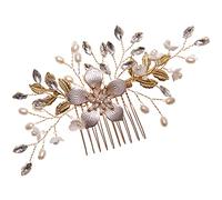 Beavorty Peineta de Flores Cabello Perlas Elegante Peineta Decorativa para Novia para Boda y Ceremonia Accesorios de Cabello Manualmente Tejidos