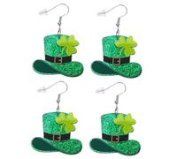 Beavorty Pendientes Colgantes de Trébol Verde para San Patricio, 1 Par, Sombrero Mágico, Ligeros y Antialérgicos, Accesorios para Mujer en Fiestas y Uso Diario
