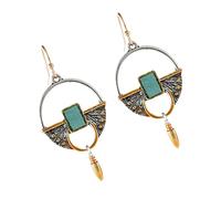 Beavorty Pendientes Colgantes Vintage Para Mujer De Mineral De Lapislázuli Engarzado, Diseño Creativo Retro, Estilo Elegante Para Bodas y Fiestas,