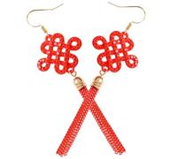 Beavorty Pendientes de Nudo Chino Rojo para Mujer Borlas para Festivales de Año Joyas de Moda para Niñas y Adolescentes para Otoño Invierno