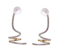 Beavorty Pendientes De Perlas Trepadores De Oreja Gemas De Imitación Pendientes De Botón Para Mujer Diseño Creativo De Twist Para Eventos Sociales y Fiestas Nocturnas