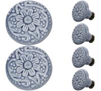 Beavorty Perillas de Cerámica para Armarios 6 Piezas Color Azul Vaquero Tiradores para Cajones y Gabinetes Estilo Rústico Funcionalidad Duradera para Muebles de Cocina y Dormitorio