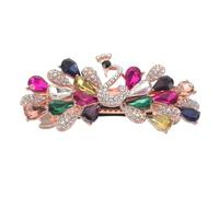 Beavorty Pinza Pelo de Pavo Real Gemas de Imitación Pinzas de Resorte Brillantes para Recogidos de Mujer Tocado Floral para Fiesta y Boda