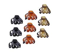 Beavorty Pinzas Cabello de Pulpo 9 Piezas Pequeñas 6 Cm en Negro Brillante, Carey Verde y Estampado Leopardo Rojo, Garra Fuerte para Mujer, Accesorios de Moda para Peinados y Uso Diario