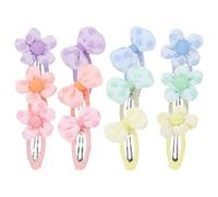 Beavorty Pinzas Cabello de Tela Lazo y Flores en Colores Candy, Paquete de 6 Clips Pequeños Multicolor (verde, Morado, Azul, Rosa, Amarillo, Naranja) para Niñas y Bebés, Accesorios Lindos