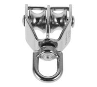 Beavorty Polea Doble de Acero Inoxidable para Barcos, Rueda de Polea Pequeña para Elevación y Tracción, Accesorio Resistente para Cable y Cabrestante, Uso Marino y Pesca, 1 Pieza M15