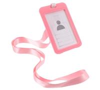Beavorty Porta Credencial de Identificación Transparente para Oficina y Escuela, Funda Porta Tarjetas de Estudiante en Color Rosa, Protector de Credencial con Ventana para Escaneo,