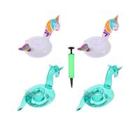 Beavorty Posavasos Inflables de PVC para Piscina 5 Piezas con Diseño Unicornio y Arcoíris, Portavasos Flotantes Creativos para Fiestas y Playa con Inflador Portátil Incluido Reutilizable