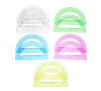 Beavorty Regla Circular Transportador de Ángulos Semicircular Transparente, 12 Piezas Multicolor para Medición Precisa en Aulas, Dibujo y Actividades Matemáticas