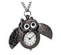 Beavorty Reloj de Bolsillo Vintage Búho Creativo Negro Retro para Hombre y Mujer Uso Diario Diseño Alas Extendidas Forma de Media Luna Decorativo Elegante