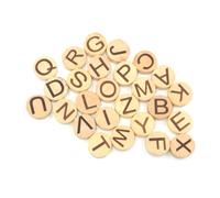 Beavorty Rodajas de Letras de Madera Natural 13 Mm, Piezas del Alfabeto Mayúsculas Talladas, 7 Mm de Grosor, 26 Unidades por Paquete, para Manualidades y Educación Artesanal