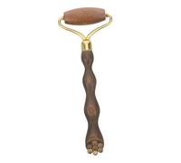 Beavorty Rodillo de masaje de sándalo verde herramientas faciales rodillo gua sha Regalo de autocuidado para hombres y mujeres herramienta de masaje facial Guasha Dark Brown