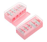 Beavorty Sacapuntas Manual para Lápices de Cejas y Delineadores de Labios, 2 Piezas, con 5 Agujeros, Cuchillas de Acero Manganeso, Compacto y Portátil, Color Rosa, Herramienta de