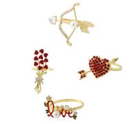 Beavorty Servilleteros Forma de Corazón 4 Unidades de Aleación Incrustaciones para Decoración de Bodas y Fiestas Mesa Comedor Sofisticada