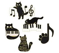 Beavorty Set de 5 Broches Esmaltados en Aleación Diseño de Gato Negro para Ropa y Mochilas, Pin Creativo y Adorable que Destaca Tu Estilo
