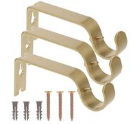 Beavorty Soporte para Barra de Cortina de 1 Fijo, 3 Piezas Metálicas Doradas Tornillos, Soportes de Montaje para Barras de Cortina, Ganchos para Pared, Accesorios para Hogar y Ventana