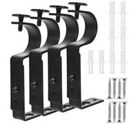 Beavorty Soportes de Barra de Cortina para Pared Ajustables de Metal Negro, 4 Piezas, Diseño Clásico Rebabas para Instalación Telescópica Hogar