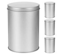 Beavorty Tanque de Almacenamiento de Té de Hojalata Redondo Sello Hermético, 4 Piezas Portátiles para Cocina y Sala de Té Color Plata Mate 7,5 X 11 CM
