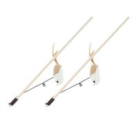 Beavorty Varita Interactiva con Cuerda de Algodón y Madera para Gatos Juguete para Burlarse Gatitos, 2 Piezas para Juego Interior y Ejercicio