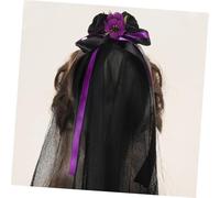Beavorty Veil Headband With Elegant Bow Secure Fit Gothic Hair Accessory For Halloween Day Of The Dead Party Cosplay