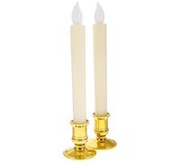 Beavorty Velas LED sin Llama Poste Largo Base Dorada Electrochapada, 2 Unidades, Lámparas de Vela LED para Decoración Navideña, Bodas y Ambiente Festivo Seguro y Ecológico