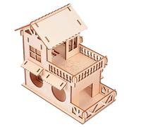 Beavorty Villa de hámster casa de Madera para hámster Rompecabezas de Madera Juguetes Juguete de Madera de hámster cabaña de escondite de hámster Deportes jerbo Animal Ropa de Cama Basura