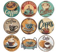 BEAYIOU Kit de posavasos de pintura de diamantes de café, 8 posavasos artísticos con soporte, manualidades para adultos