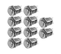 BEAZOOM 10 interruptores de botón momentáneos impermeables de 12 mm, cabeza redonda alta, reinicio automático 3 A 250 V, interruptor eléctrico de metal para computadora