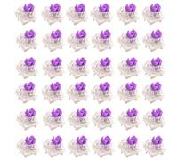 BEAZOOM 50 interruptores de teclado mecánicos táctiles prelubricados, carcasa transparente de 3 pines, escritura para juegos, estilo de construcción personalizado, compatible (morado)
