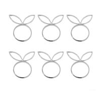 BEAZOOM 6Pics - Servilleteros con cabeza de conejo para Pascua, boda, vacaciones, aleación dorada/plateada, 3,4 x 5,3 cm, decoración de mesa