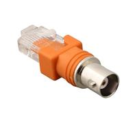 BEAZOOM Adaptador BNC a RJ45 macho RF hembra, acoplador coaxial buscador de línea de red para plástico y metal para naranja, 44 x 15 mm