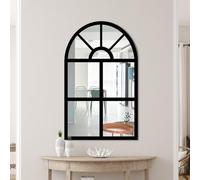 BEAZOOM Adhesivo de pared 3D semicircular para ventana, marco de madera, acrílico con espejo, decoración artística para pasillo y oficina, 165 x 106 pulgadas