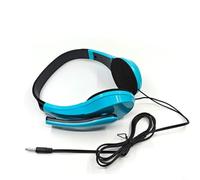 BEAZOOM Auriculares supraaurales con cable con micrófono, auriculares individuales para juegos para PC y smartphone, cómodos auriculares ABS para música y llamadas, azul (azul)