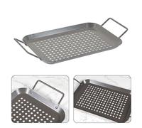 BEAZOOM Bandeja para asar sin barbacoa de 34,5 cm, sartén de acero al carbono con asas de acero inoxidable, diseño circular, calor uniforme en parrillas eléctricas de carbón de gas